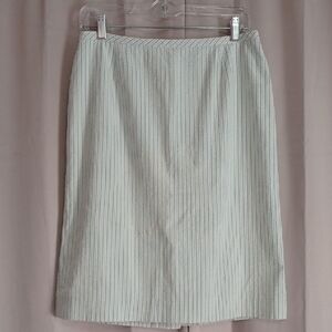 Doncaster Textured Striped Midi Skirt White Blue Green Lined
